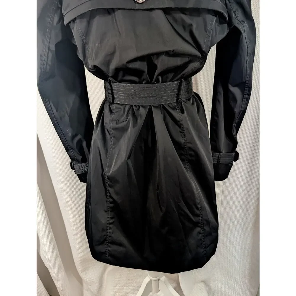 COACH! LUXE BLACK DOUBLE BREASTED, SILVER BUTTON, BELTED TRENCHCOAT, JACKET! 4